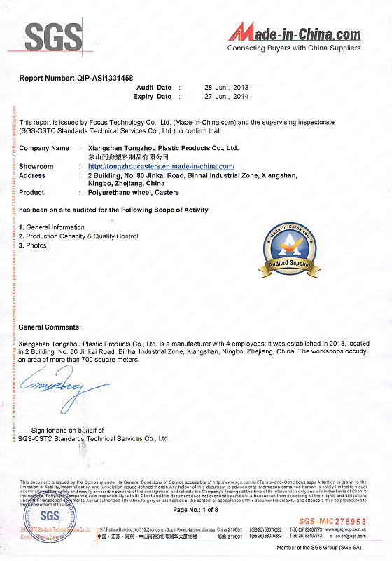 SGS testing report